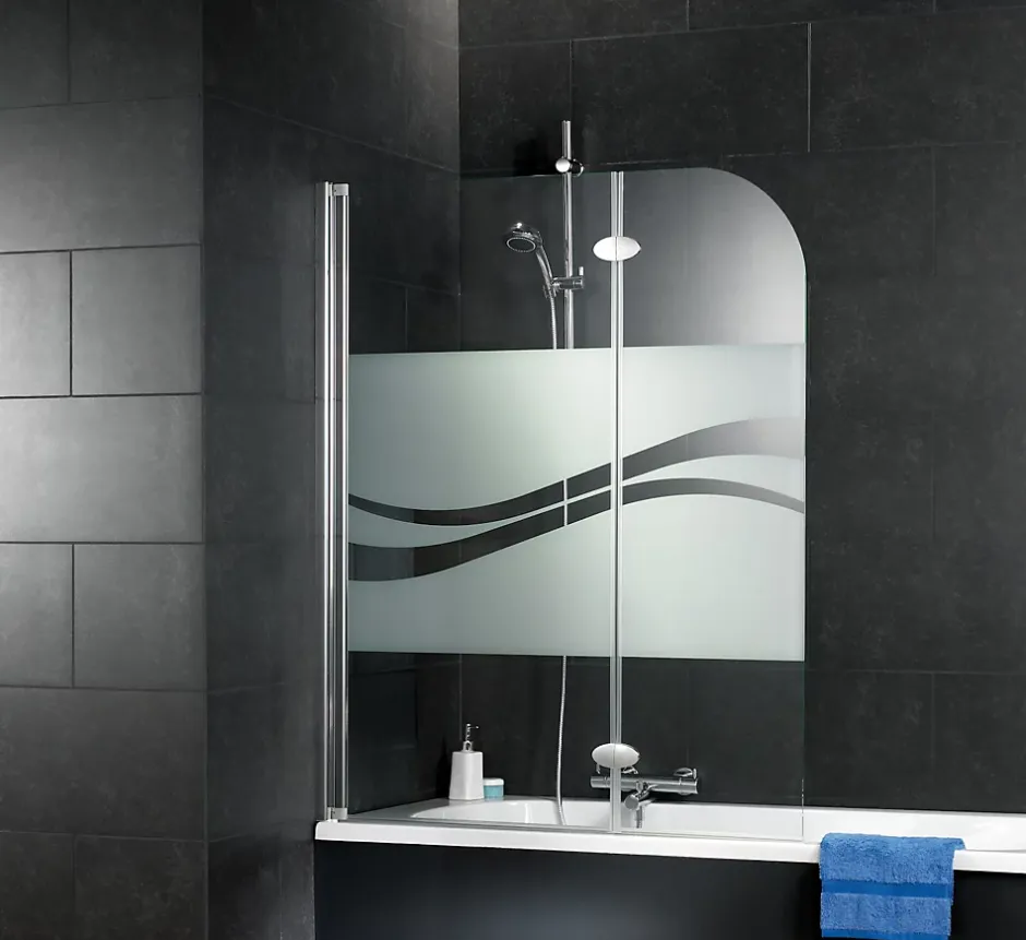 Schulte Pare-baignoire pivotant 2 volets, 112 x 140 cm, verre transparent anticalcaire 5mm, Liane* Pare-Baignoire