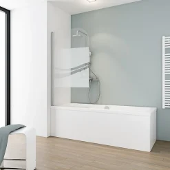 Schulte Pare-baignoire pivotant 1 volet, 80 x 140 cm, verre transparent anticalcaire 5 mm, Liane