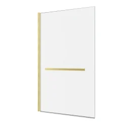 Galedo Pare-baignoire pivotant 150 x 85 cm, profilés alu doré brossé, porte-serviette, Prime* Pare-Baignoire