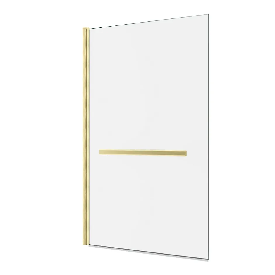 Galedo Pare-baignoire pivotant 150 x 85 cm, profilés alu doré brossé, porte-serviette, Prime* Pare-Baignoire