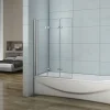 AICA Sanitaire Pare-baignoire pliant 3 panneaux L.130 x H.140cm - Verre trempé 6 mm anticalcaire - Sécurité, confort et gain de place