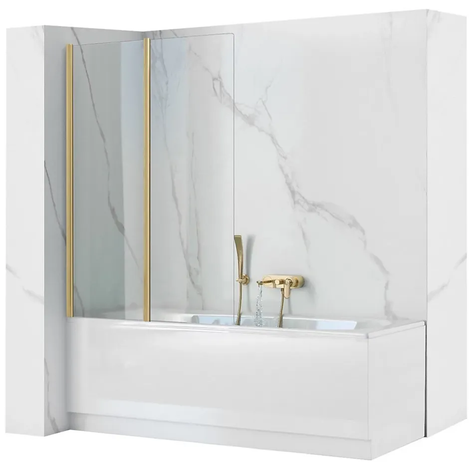 Rea Pare-Baignoire Pliant Agat-2 100 Brushed Gold* Tablier Et Habillage De Baignoire