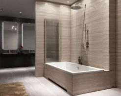 Rea Pare-Baignoire Pliant Agat-2 100 Brushed Gold* Tablier Et Habillage De Baignoire