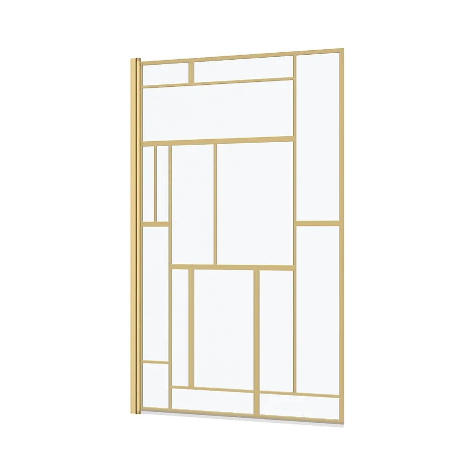 Galedo Pare-baignoire rabattable 140 x 80 cm, profilés alu doré, motifs dorés, Art Deco* Pare-Baignoire