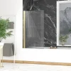 Galedo Pare-baignoire rabattable 140 x 80 cm, profilés alu doré, verre ondulé, Wave* Pare-Baignoire
