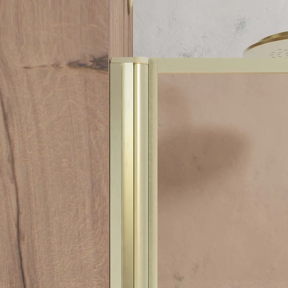 Galedo Pare-baignoire rabattable H.130 x l.75 cm, verre brun, profilés dorés brossés, Golden Edge* Pare-Baignoire