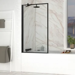 Galedo Pare-baignoire rabattable 140 x 80 cm, profilés alu noir mat, Dark Edge