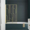 Galedo Pare-baignoire rabattable 140 x 80 cm, profilés alu doré, Art Deco* Pare-Baignoire