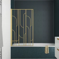 Galedo Pare-baignoire rabattable 140 x 80 cm, profilés alu doré, Art Deco* Pare-Baignoire