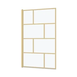 Galedo Pare-baignoire rabattable 125 x 75 cm, profilés alu doré, Bricks* Pare-Baignoire