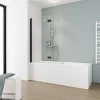 Schulte Pare-baignoire rabattable avec 2 volets, 104 x 130 cm, verre transparent 5 mm, profilé noir,