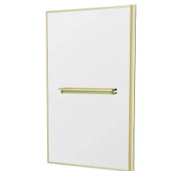 Galedo Pare-baignoire rabattable 130 x 75 cm, profilés alu doré brossé, porte-serviette/étagère, Golden Edge