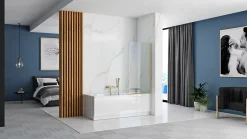 Rea Pare-Baignoire Elegant Brushed Gold 70* Tablier Et Habillage De Baignoire