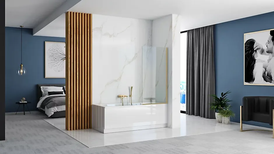 Rea Pare-Baignoire Elegant Brushed Gold 70* Tablier Et Habillage De Baignoire