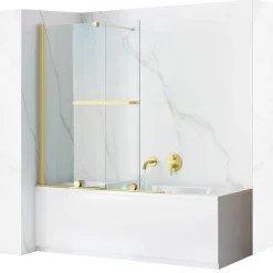 Rea Pare-Baignoire Fabian Brushed Gold 100* Tablier Et Habillage De Baignoire