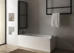 Atelier du bain Pare-baignoire relevable et coulissant noir mat 2 volets* Pare-Baignoire