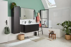 Atelier du bain Pare-baignoire relevable et coulissant noir mat 2 volets* Pare-Baignoire