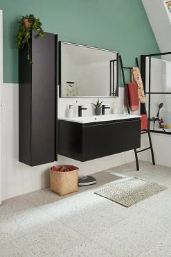 Atelier du bain Pare-baignoire relevable et coulissant noir mat 2 volets* Pare-Baignoire