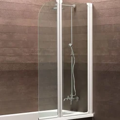 Schulte Pare-baignoire - 114x140 cm - réversible - écran pliant - rabattable - volets pivotants - verre 3 mm - transparent