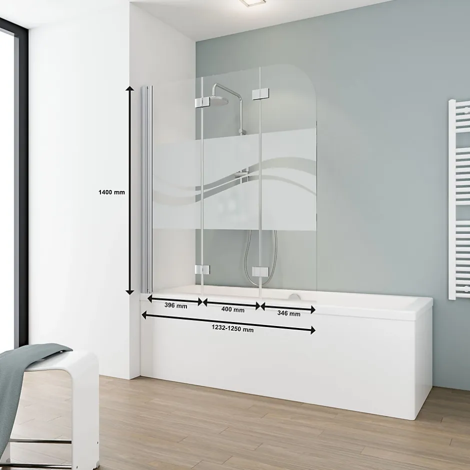 Schulte Pare-baignoire - 125x140 cm - paroi de baignoire réversible - pliant - 3 volets pivotants - verre Liane - alu-argenté* Pare-Baignoire