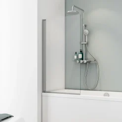 Schulte Pare-baignoire - 70x130 cm - réversible - rabattable - volet pivotant - verre 5 mm - transparent - alu nature