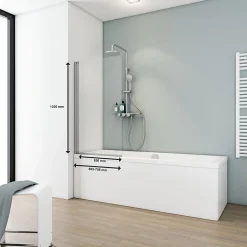 Schulte Pare-baignoire - 70x130 cm - réversible - rabattable - volet pivotant - verre 5 mm - transparent - alu nature