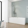 Schulte Pare-baignoire - 70x130 cm - réversible - rabattable - volet pivotant - verre 5 mm - transparent - blanc* Pare-Baignoire