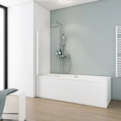 Schulte Pare-baignoire - 70x130 cm - réversible - rabattable - volet pivotant - verre 5 mm - transparent - blanc* Pare-Baignoire