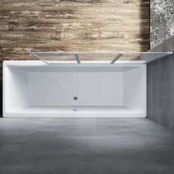 Sirhona Pare-Baignoire 1300x1400mm Ecran de Baignoire 3 Volets + 4mm Verre Transparent + Double Construction en Aluminium* Pare-Baignoire