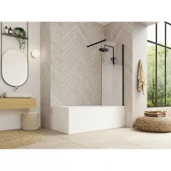 Kinedo Pare-bain fixe Smart Design Hydra 80 gris noir grainé verre sérigraphié cosmos* Pare-Baignoire