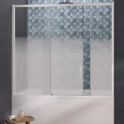 Kinedo Pare-bain Smart Design Pegasus coulissant pose entre 2 murs 180x148 blanc verre sérigraphié cosmos partie fixe à gauche* Pare-Baignoire