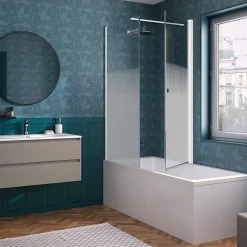 Kinedo Pare-bain Smart Design Orion pivotant pour montage avec Smart Design Hydra/Lyra 75 blanc verre sérigraphié cosmos