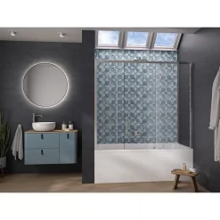 Kinedo Pare-bain Smart Design Pegasus coulissant pose entre 2 murs 180x148 chromé partie fixe à droite