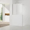 Swiss Aqua Technologies Pare-muret 100x90 cm Paroi en verre Crystal Glass 8 mm anticalcaire, avec bras et profilés chrome brillant (SATBWIS90PR)