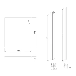 Swiss Aqua Technologies Pare-muret 100x90 cm Paroi en verre Crystal Glass 8 mm anticalcaire, avec bras et profilés chrome brillant (SATBWIS90PR)