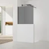 Swiss Aqua Technologies Pare-muret 110x100cm Paroi en verre Crystal Glass 8 mm anticalcaire, avec bras et profilés noir mat (SATBWIS110KSPRC)
