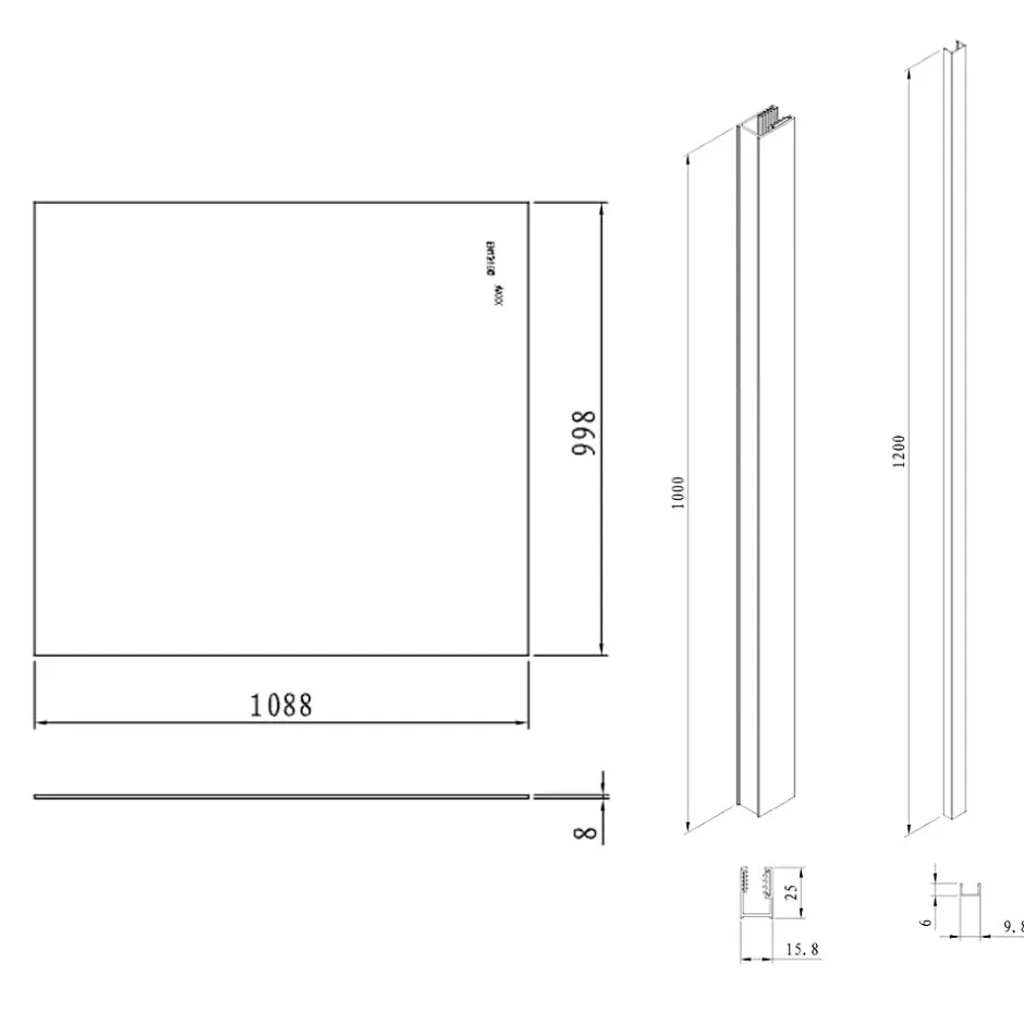 Swiss Aqua Technologies Pare-muret 110x100cm Paroi en verre Crystal Glass 8 mm anticalcaire, avec bras et profilés noir mat (SATBWIS110KSPRC)