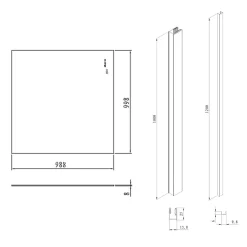 Swiss Aqua Technologies Pare-muret 100x100cm Paroi en verre Crystal Glass 8 mm anticalcaire, avec bras et profilés noir mat (SATBWIS100PRC)