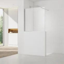 Swiss Aqua Technologies Pare-muret 110x100cm Paroi en verre Crystal Glass 8 mm anticalcaire, avec bras et profilés chrome brillant (SATBWIS110PR)