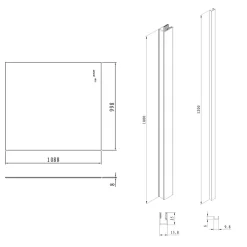Swiss Aqua Technologies Pare-muret 110x100cm Paroi en verre Crystal Glass 8 mm anticalcaire, avec bras et profilés chrome brillant (SATBWIS110PR)