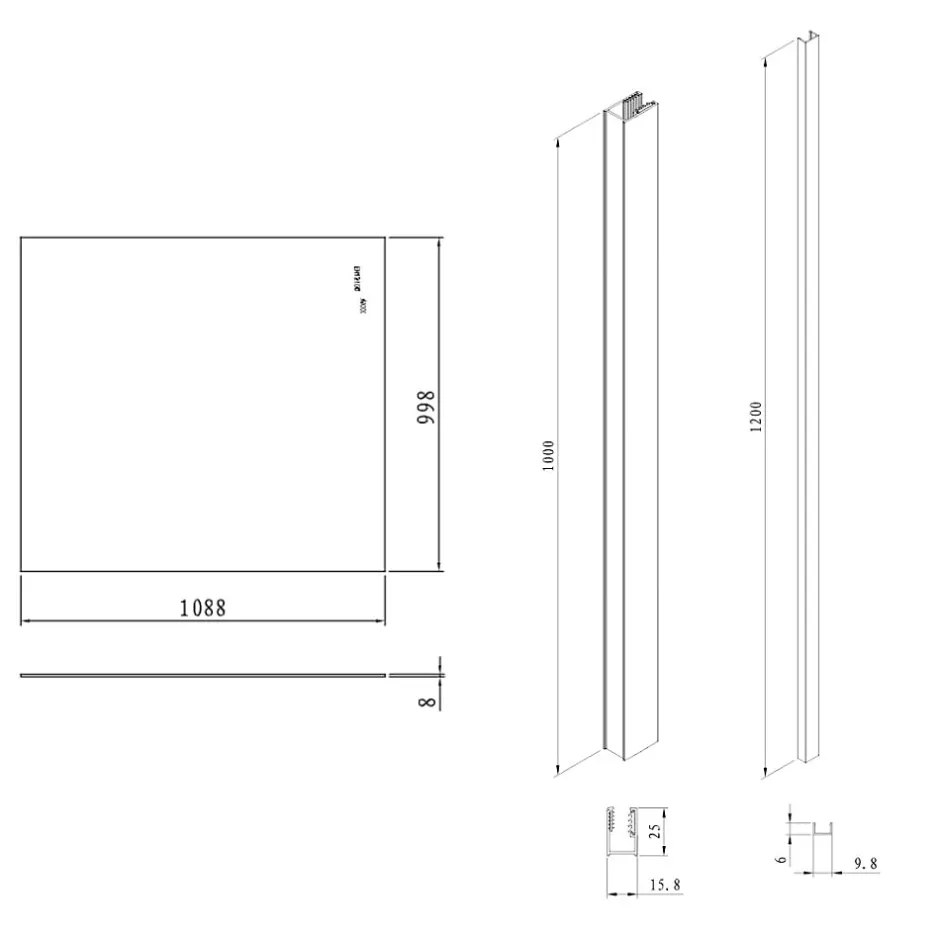 Swiss Aqua Technologies Pare-muret 110x100cm Paroi en verre Crystal Glass 8 mm anticalcaire, avec bras et profilés chrome brillant (SATBWIS110PR)