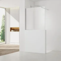 Swiss Aqua Technologies Pare-muret 100x100cm Paroi en verre Crystal Glass 8 mm anticalcaire, avec bras et profilés chrome brillant (SATBWIS100PR)* Paroi De Douche