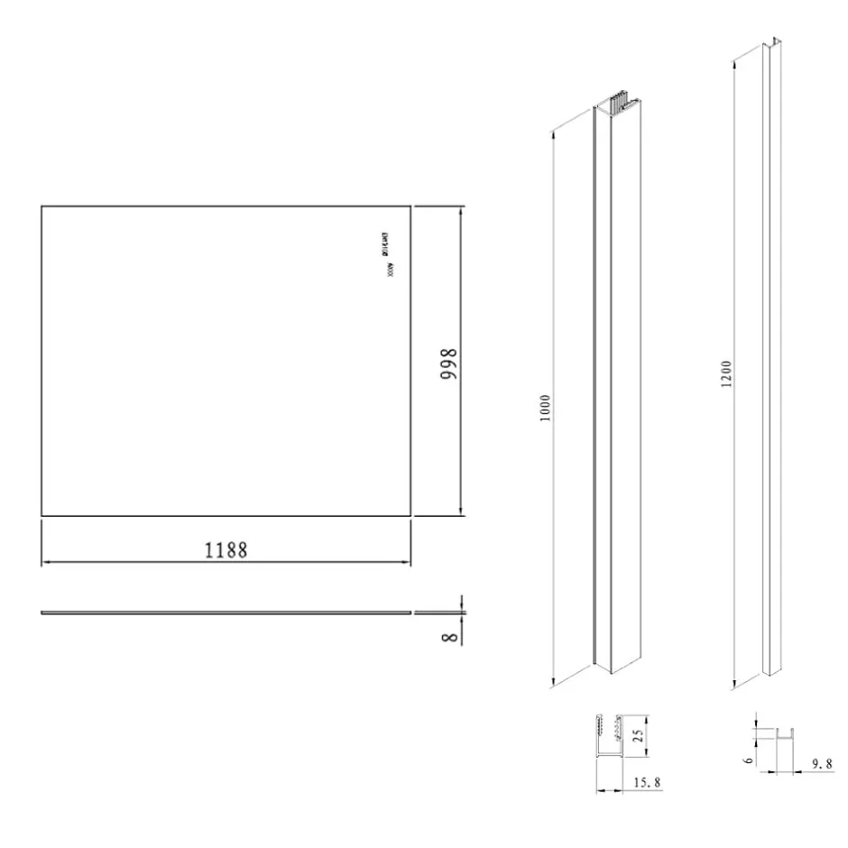 Swiss Aqua Technologies Pare-muret 120x100cm Paroi en verre Crystal Glass 8 mm anticalcaire, avec bras et profilés noir mat (SATBWIS120PRC)* Paroi De Douche