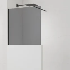 Swiss Aqua Technologies Pare-muret 100x90cm Paroi en verre Crystal Glass 8 mm anticalcaire, avec bras et profilés noir mat (SATBWIS90KSPRC)* Paroi De Douche