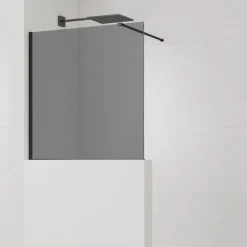 Swiss Aqua Technologies Pare-muret 120x100cm Paroi en verre Crystal Glass 8 mm anticalcaire, avec bras et profilés noir mat (SATBWIS120KSPRC)