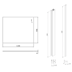 Swiss Aqua Technologies Pare-muret 120x100cm Paroi en verre Crystal Glass 8 mm anticalcaire, avec bras et profilés noir mat (SATBWIS120KSPRC)