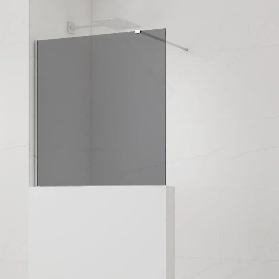 Swiss Aqua Technologies Pare-muret 100x90cm Paroi en verre Crystal Glass 8 mm anticalcaire, avec bras et profilés chrome brillant (SATBWIS90KSPR)* Paroi De Douche