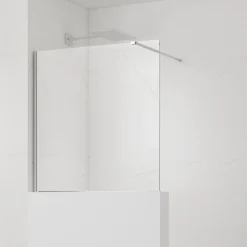 Swiss Aqua Technologies Pare-muret 120x100cm Paroi en verre Crystal Glass 8 mm anticalcaire, avec bras et profilés chrome brillant (SATBWIS120PR)* Paroi De Douche