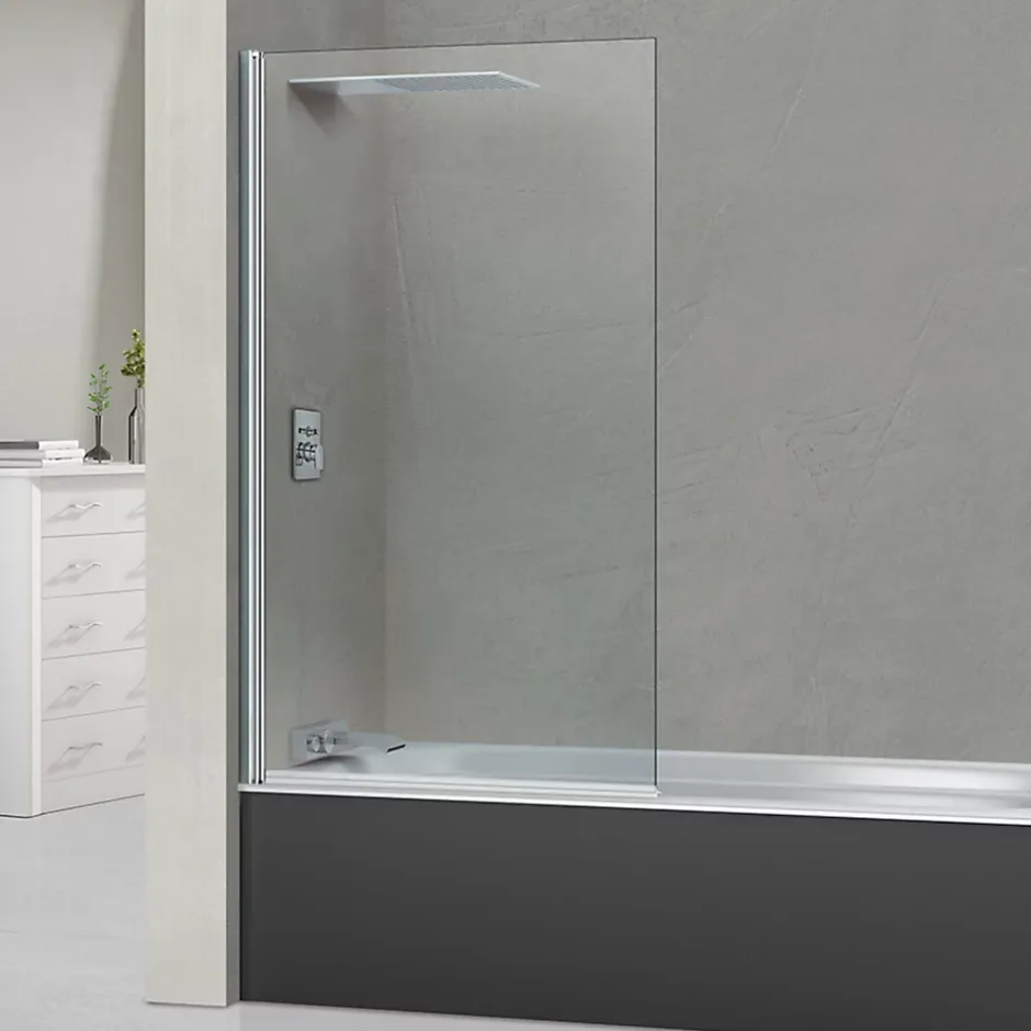 Superban Paroi de baignoire fixe + pivotant gauche en verre sécurité ép 6mm anti calcaire, L85 x H147 cm, chrome, Alsace Sport* Pare-Baignoire