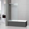 Superban Paroi de baignoire fixe en verre sécurité transparent ép 6mm anti calcaire, L100 x H147 cm, blanc mat, Mont Blanc CC